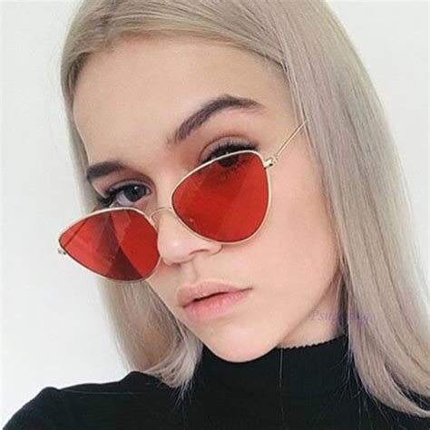 retro red cat eye sunglasses women 2019 brand fashion vintage clear