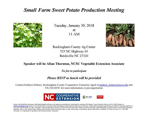 small farm sweet potato production meeting north carolina cooperative extension