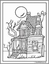 Old Coloring Halloween Pages House Moon Printable Color Pdf Adult Getcolorings Fashioned Trees Sheets Getdrawings Print Graveyard sketch template