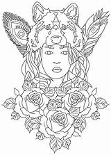 Coloriage Loup Colorare Adulti Pages Adult Mandala Wolf Adultos Coloriages Disegno Adultes Justcolor Thérapie Tete Malbuch Erwachsene Plumes Difficiles Feder sketch template