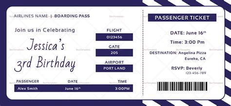 Birthday Boarding Pass Invitation Ticket Design Template