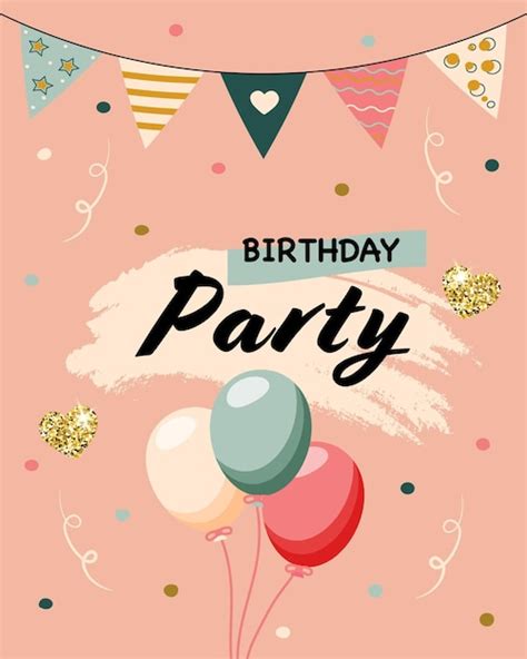 premium vector birthday party text  balloons confetti garland