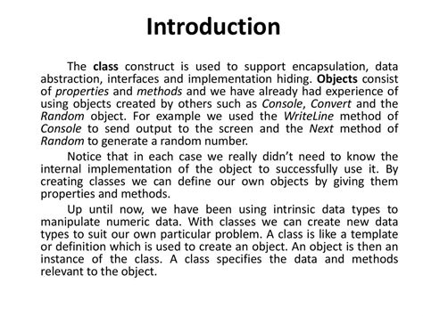 introducing   class types defining classes objects  methods