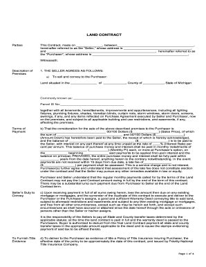 form mi land contract fill  printable fillable blank