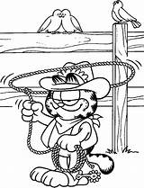Cowboy Garfield Coloring Lasso Getdrawings Drawing sketch template