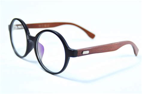 Vintage Wooden Oversized Eyeglass Frames Retro Womens Mens Round Rx
