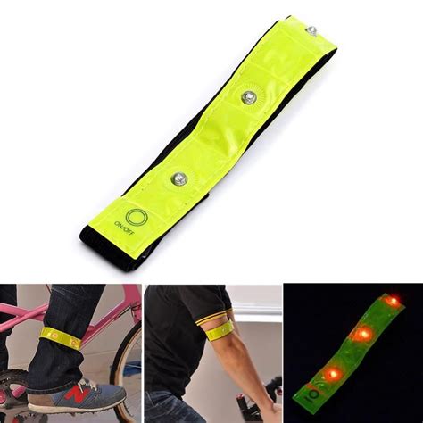 safety reflective yellow armband red led lights running cycling jogging walking red led lights