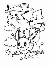 Pikachu Eevee Pokemon Picachu Coloringonly sketch template
