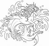 Hippocampi Lineart Deviantart Coloring Drawings Choose Board Poseidon sketch template