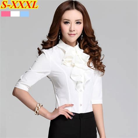 Formal White Blouses With Ruffles Breeze Clothing