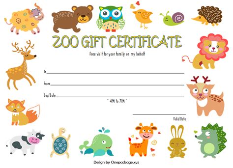 zoo gift certificate template   design gift certificate