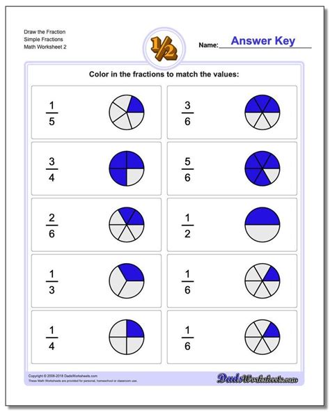 fractions  kindergarten worksheets worksheet  kindergarten