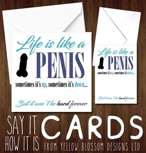 Funny Greeting Card Life Is Like A Penis Sometimes It S Up Etsy