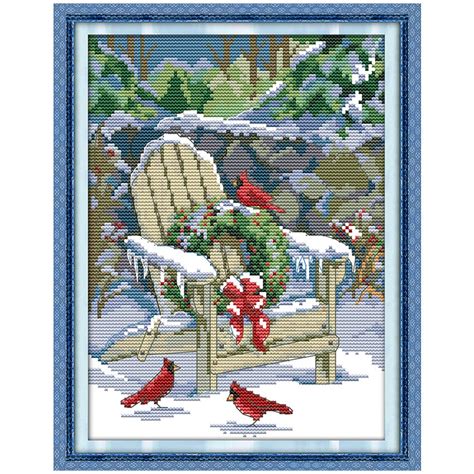 christmas snow patterns counted cross stitch handmade 11ct 14ct cartoon