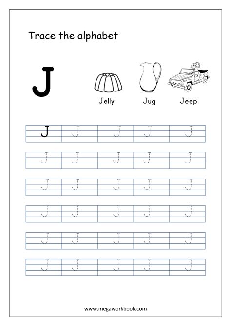 Letter J Tracing Printables Tracinglettersworksheets