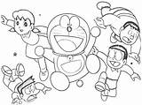 Doraemon Cheerful sketch template