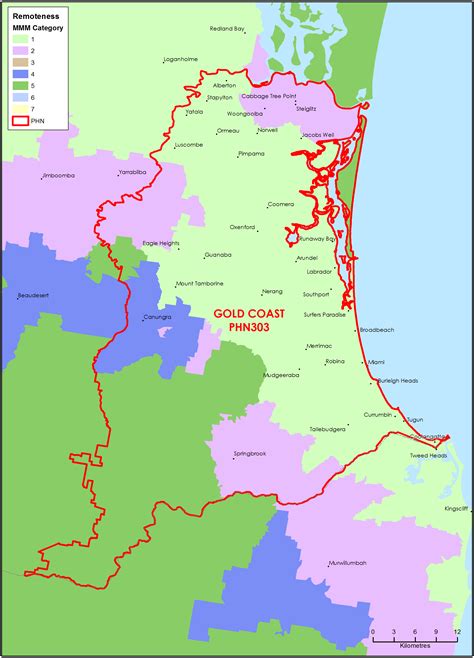 gold coast qld primary health network phn map modified monash