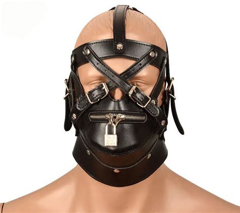 New Bandage Pu Leather Gimp Head Harness Riding Fancy Hood Mask
