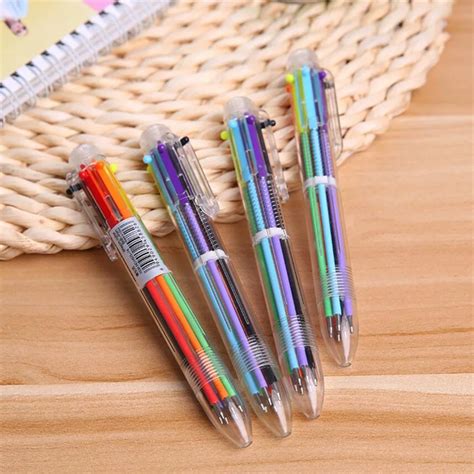 colors     multi colors ball point  clear rainbow press students office stationery