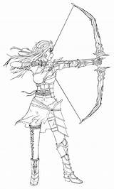 Archer Female Drawing Sketch Lineart Coloring Pages Template Getdrawings sketch template