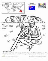 Uluru Ayers Geography Colouring Aboriginal Didgeridoo Designlooter sketch template