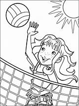 Girl Playing Coloring Volleyball Beach sketch template