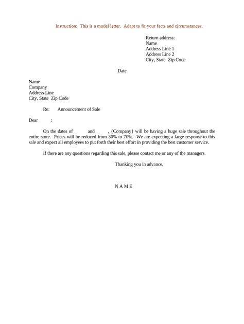 letter announcement  template pdffiller