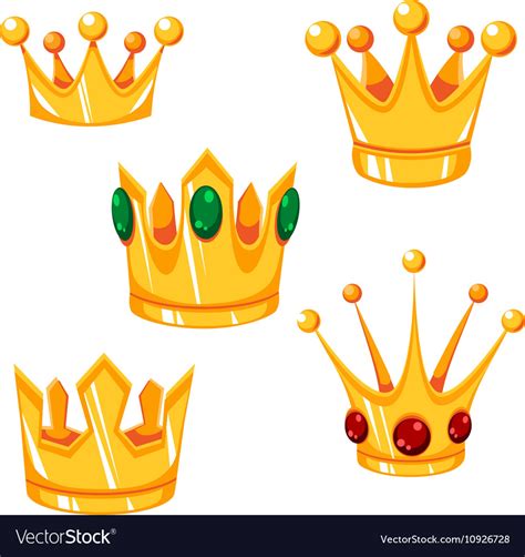 set  cartoon crowns  green  red vector image