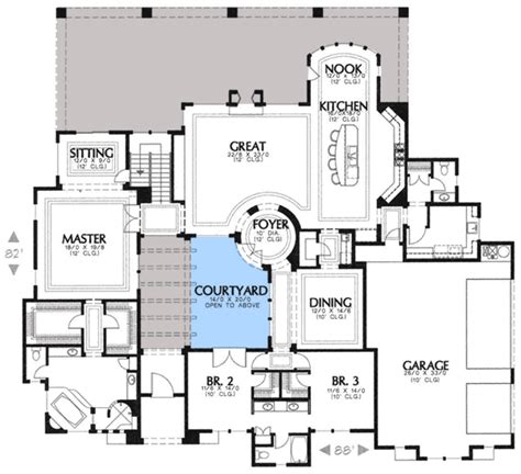 central courtyard house plans