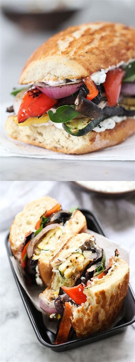Grilled Vegetable Sandwich With Herbed Ricotta By