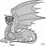 Coloring Pages Dragon Zentangle Printable sketch template