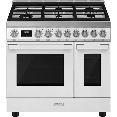 smeg cpfgmwh cm portofino dual fuel twin oven range cooker white adams  jarrett