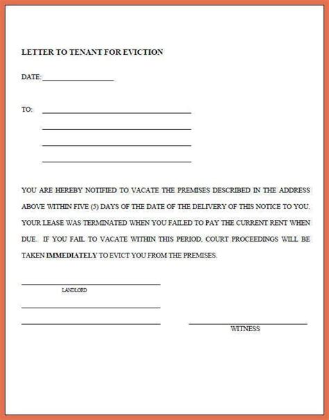eviction notice forms    eviction notice form  word