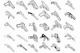 Pistols Hand Drawn Handguns Choose Board sketch template