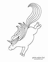 Unicorn Coloring Printable Pages Magical Ultimate Collection Mane Tail Rainbow Simple Color sketch template