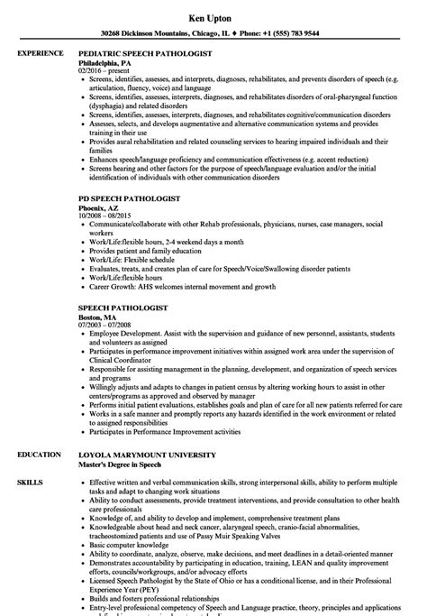resume templates speech language pathologist slp resume