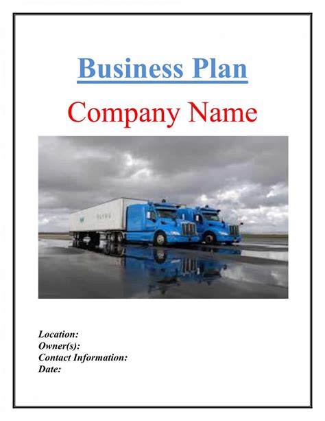 trucking transport business plan template sample pages trucking proposal template  ikase