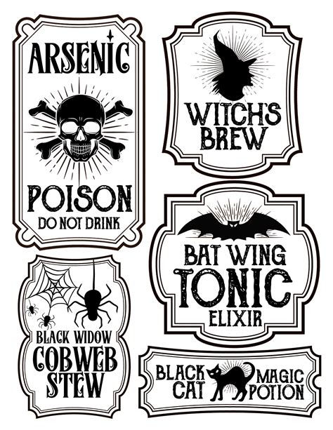 halloween bottle labels  printables potions labels basteln