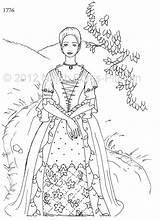 Coloring Pages Embroidery Pioneer Patterns Kids Color Adult Bonnet Gown Ball Colouring Woman Books Fashion Girls Costume Template Wonderful History sketch template