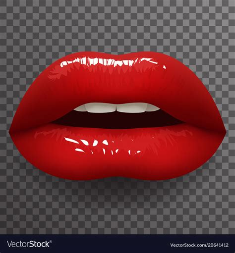 bright red lipstick lips half open female mouth vector image