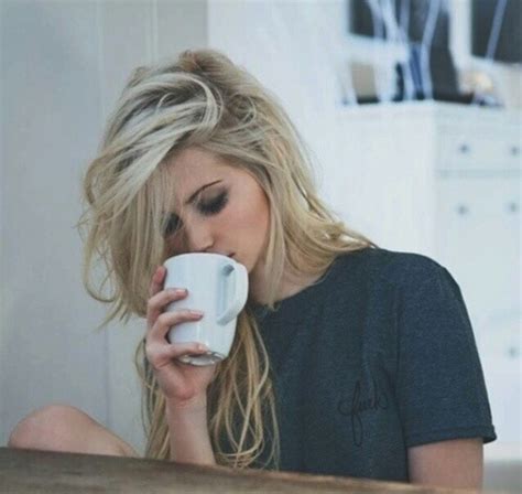 beautiful blonde hair coffee cup girly grunge