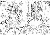 Coloring Precure Twinkle Hikaru Kaoru Captors sketch template