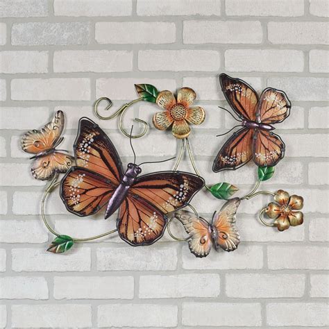 butterfly garden indoor outdoor metal  glass wall art