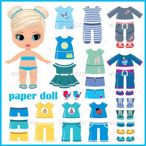 paper doll  clothes set paper dolls paper doll template paper