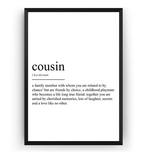 Cousin Definition Print Etsy