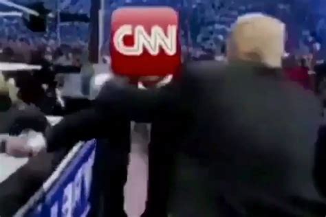 president trump shares wrestling video of himself punching cnn philly