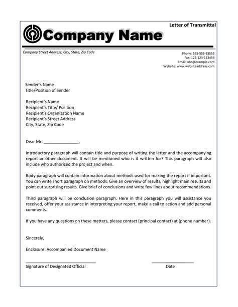 letter  transmittal  great examples templates templatelab