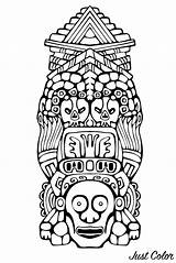 Totem Inca Aztec Coloring Incas Pages Mayan Aztecs Inspiration Mayans Adult Masks Color Inspired Printable Totems Adults Kids Print Book sketch template