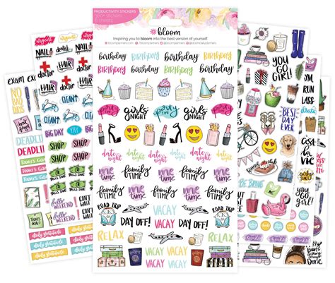 bloom daily planners planner sticker sheets productivity pack