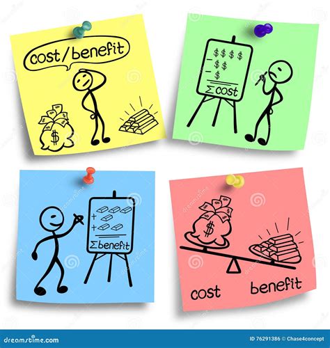 analisis de costes  beneficios en notas coloridas stock de ilustracion ilustracion de analice